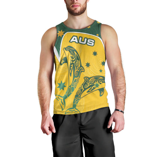 Australia National Swimming Men Tank Top Tribal Dolphin Indigenous Pattern Art