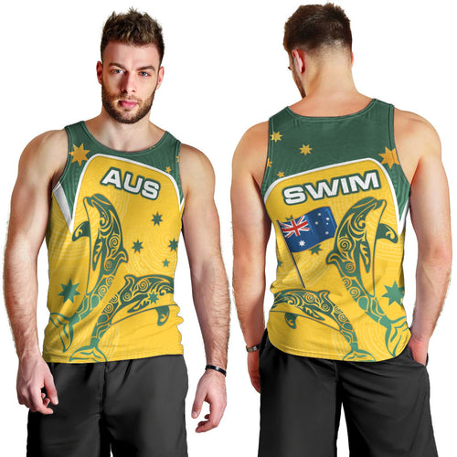 Australia National Swimming Men Tank Top Tribal Dolphin Indigenous Pattern Art