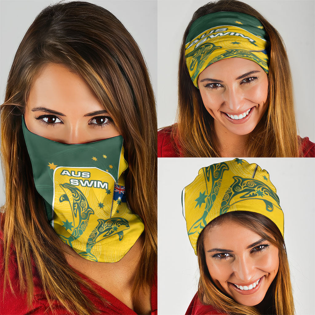 Australia National Swimming Neck Gaiter Tribal Dolphin Indigenous Pattern Art