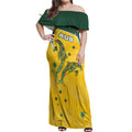 Australia National Swimming Off Shoulder Maxi Dress Tribal Dolphin Indigenous Pattern Art