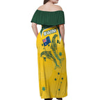 Australia National Swimming Off Shoulder Maxi Dress Tribal Dolphin Indigenous Pattern Art
