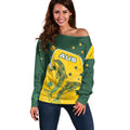 Australia National Swimming Off Shoulder Sweater Tribal Dolphin Indigenous Pattern Art