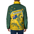 Australia National Swimming Padded Jacket Tribal Dolphin Indigenous Pattern Art