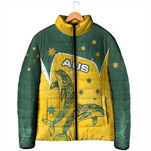 Australia National Swimming Padded Jacket Tribal Dolphin Indigenous Pattern Art