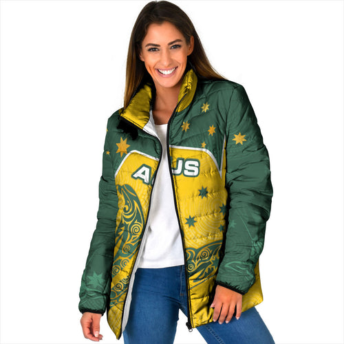 Australia National Swimming Padded Jacket Tribal Dolphin Indigenous Pattern Art