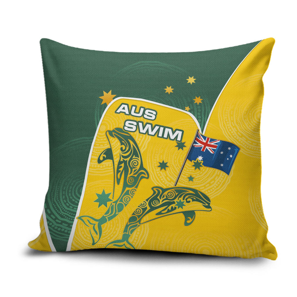 Australia National Swimming Pillow Cover Tribal Dolphin Indigenous Pattern Art