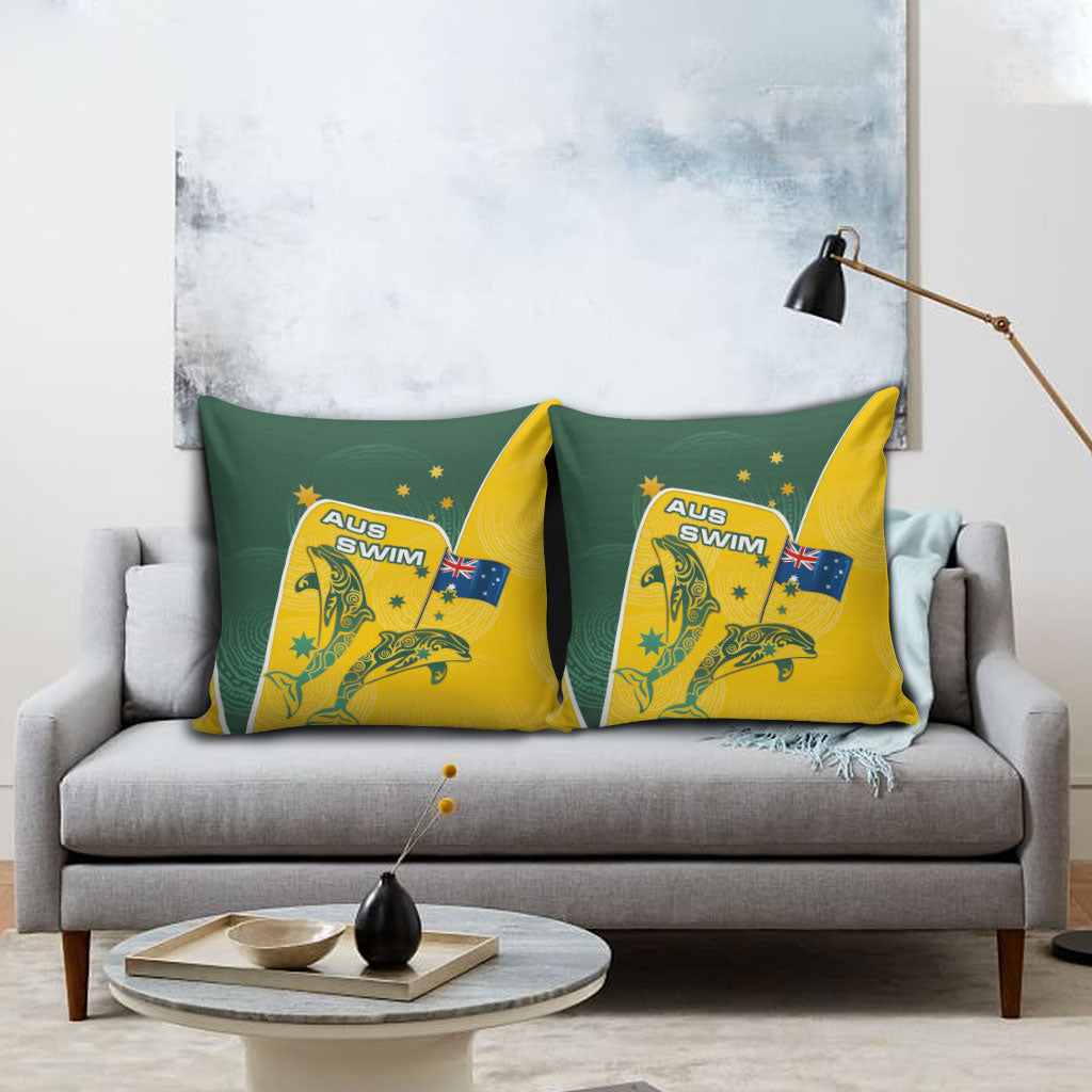 Australia National Swimming Pillow Cover Tribal Dolphin Indigenous Pattern Art
