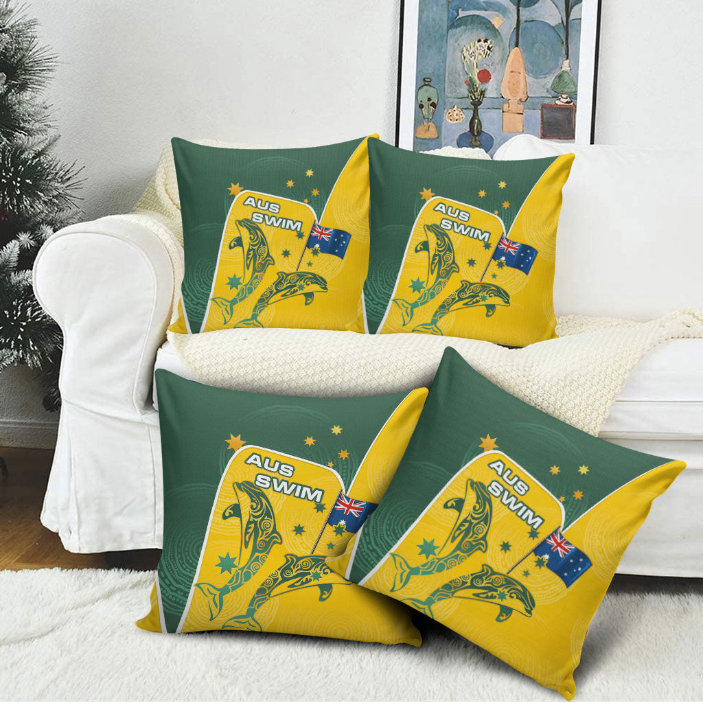Australia National Swimming Pillow Cover Tribal Dolphin Indigenous Pattern Art