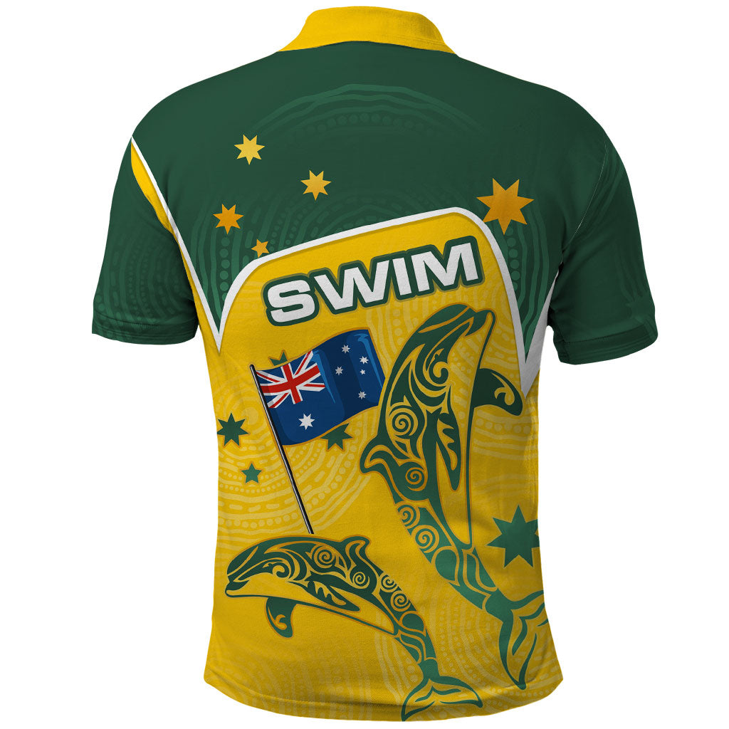 Australia National Swimming Polo Shirt Tribal Dolphin Indigenous Pattern Art