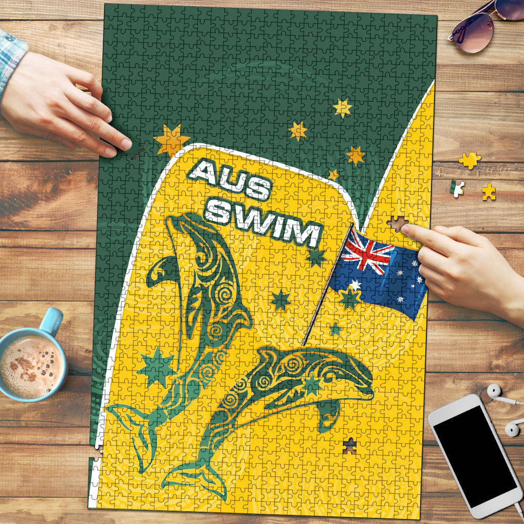 Australia National Swimming Puzzle Tribal Dolphin Indigenous Pattern Art