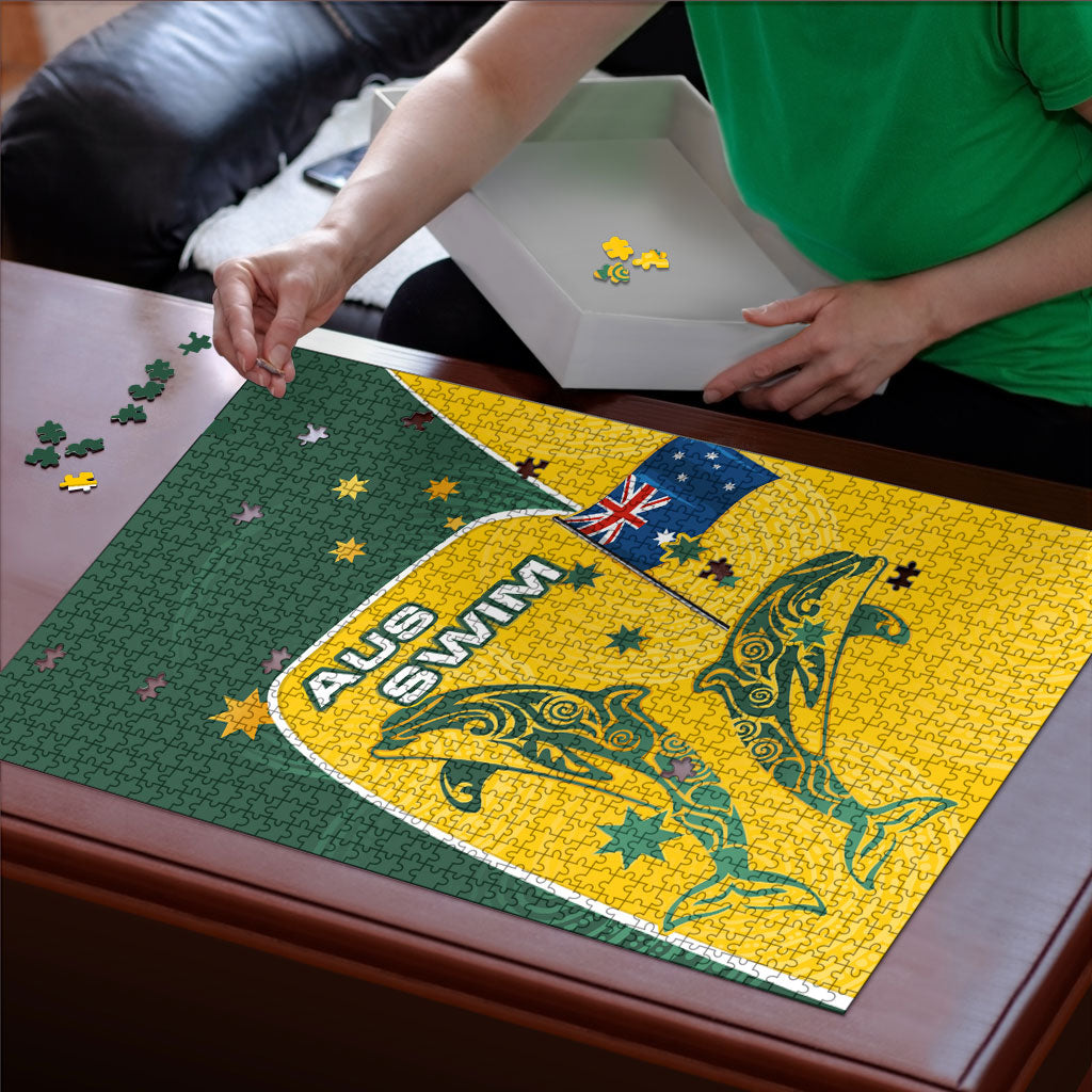Australia National Swimming Puzzle Tribal Dolphin Indigenous Pattern Art