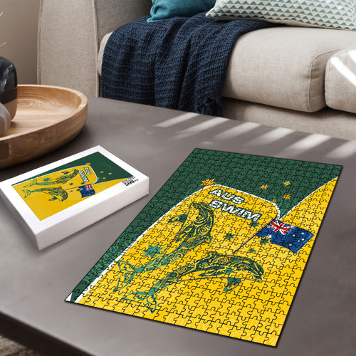 Australia National Swimming Puzzle Tribal Dolphin Indigenous Pattern Art