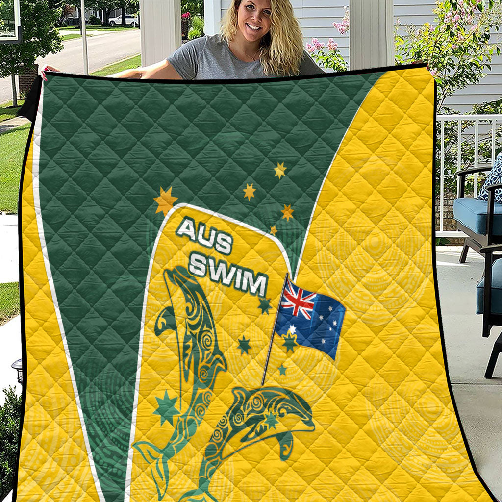 Australia National Swimming Quilt Tribal Dolphin Indigenous Pattern Art