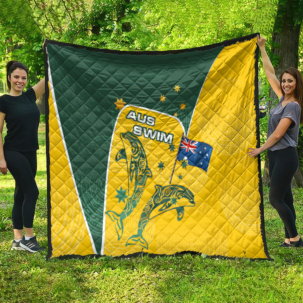 Australia National Swimming Quilt Tribal Dolphin Indigenous Pattern Art