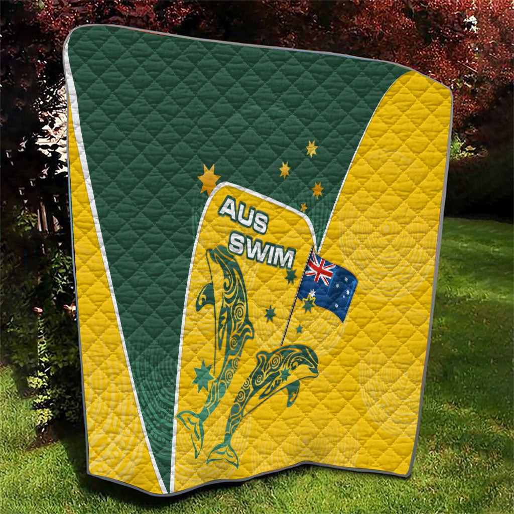 Australia National Swimming Quilt Tribal Dolphin Indigenous Pattern Art