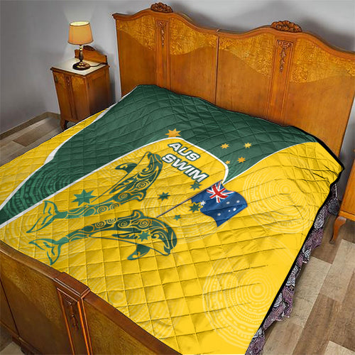 Australia National Swimming Quilt Tribal Dolphin Indigenous Pattern Art