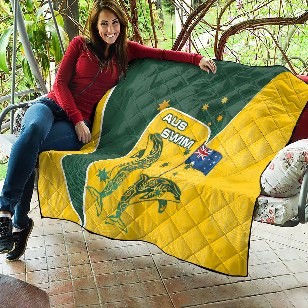 Australia National Swimming Quilt Tribal Dolphin Indigenous Pattern Art