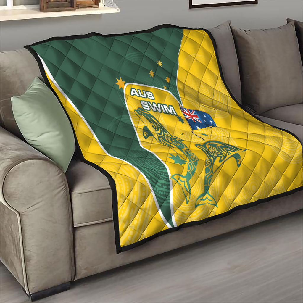 Australia National Swimming Quilt Tribal Dolphin Indigenous Pattern Art
