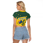 Australia National Swimming Raglan Cropped T Shirt Tribal Dolphin Indigenous Pattern Art