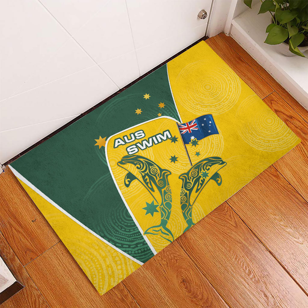 Australia National Swimming Rubber Doormat Tribal Dolphin Indigenous Pattern Art