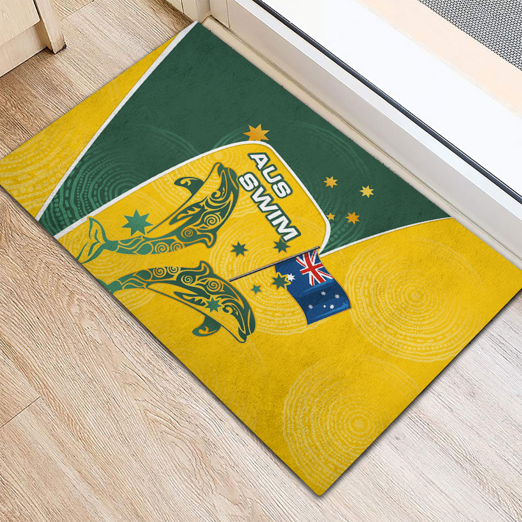 Australia National Swimming Rubber Doormat Tribal Dolphin Indigenous Pattern Art