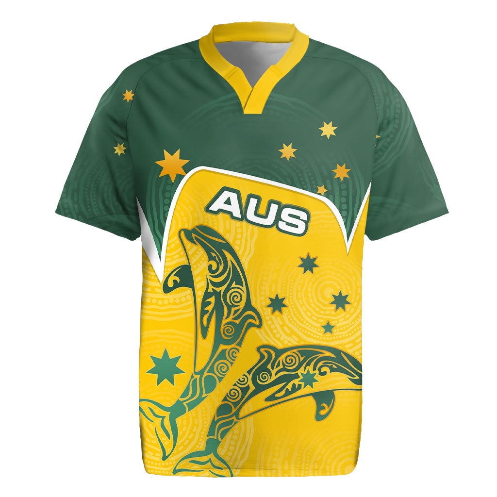 Australia National Swimming Rugby Jersey Tribal Dolphin Indigenous Pattern Art