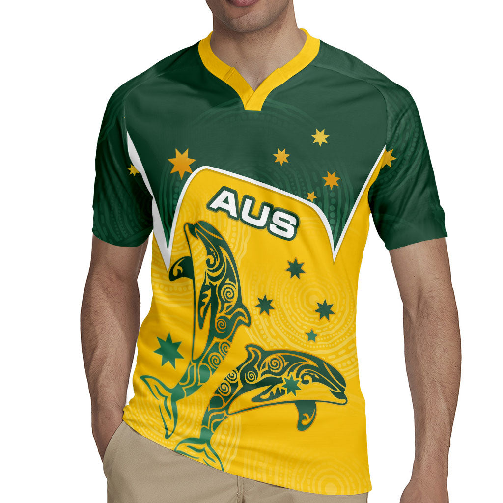 Australia National Swimming Rugby Jersey Tribal Dolphin Indigenous Pattern Art
