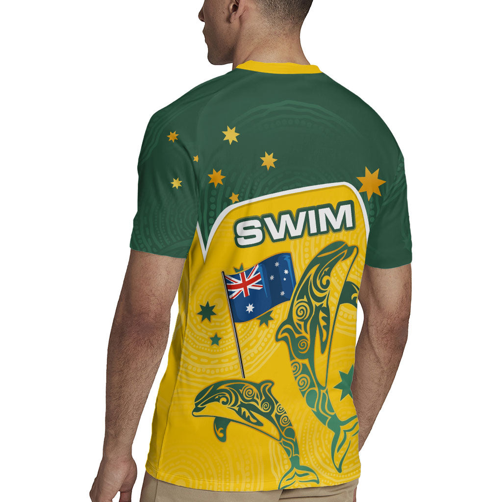 Australia National Swimming Rugby Jersey Tribal Dolphin Indigenous Pattern Art