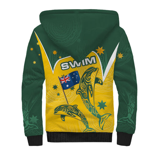 Australia National Swimming Sherpa Hoodie Tribal Dolphin Indigenous Pattern Art