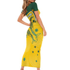 Australia National Swimming Short Sleeve Bodycon Dress Tribal Dolphin Indigenous Pattern Art