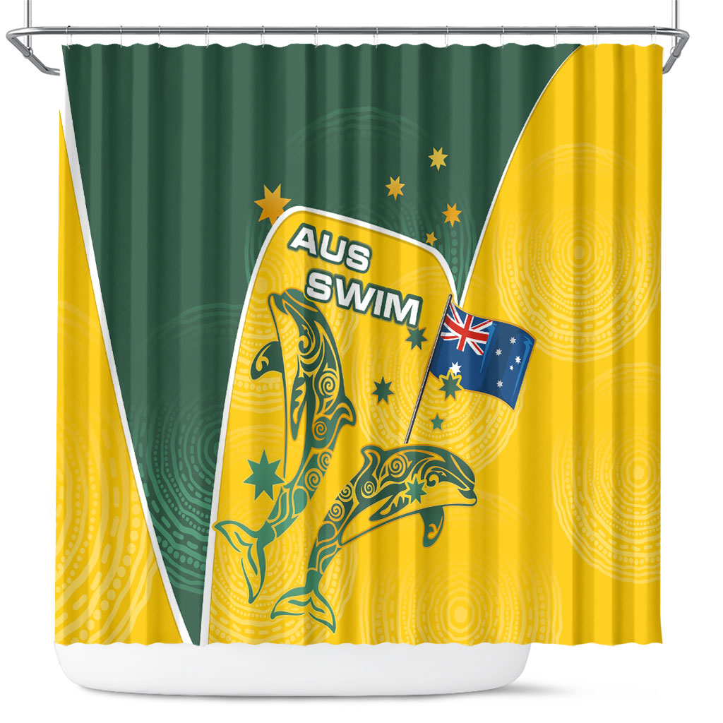 Australia National Swimming Shower Curtain Tribal Dolphin Indigenous Pattern Art