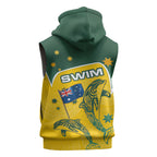 Australia National Swimming Sleeveless Hoodie Tribal Dolphin Indigenous Pattern Art