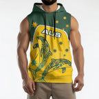 Australia National Swimming Sleeveless Hoodie Tribal Dolphin Indigenous Pattern Art