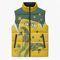 Australia National Swimming Sleeveless Puffer Jacket Tribal Dolphin Indigenous Pattern Art
