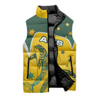 Australia National Swimming Sleeveless Puffer Jacket Tribal Dolphin Indigenous Pattern Art