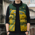 Australia National Swimming Sleeveless Puffer Jacket Tribal Dolphin Indigenous Pattern Art
