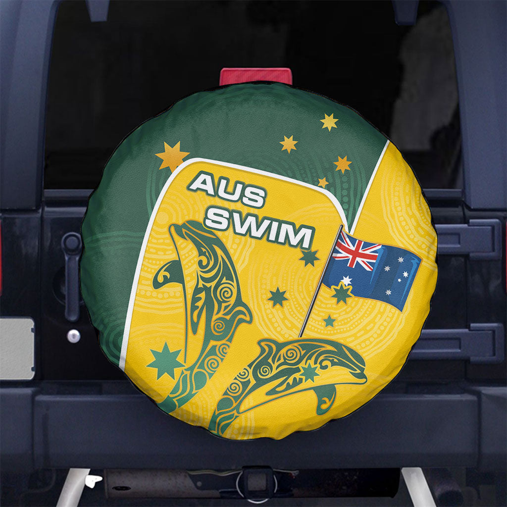 Australia National Swimming Spare Tire Cover Tribal Dolphin Indigenous Pattern Art
