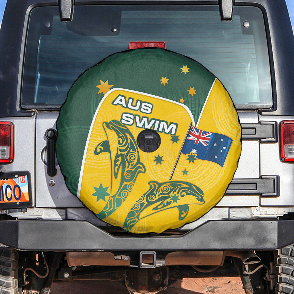 Australia National Swimming Spare Tire Cover Tribal Dolphin Indigenous Pattern Art