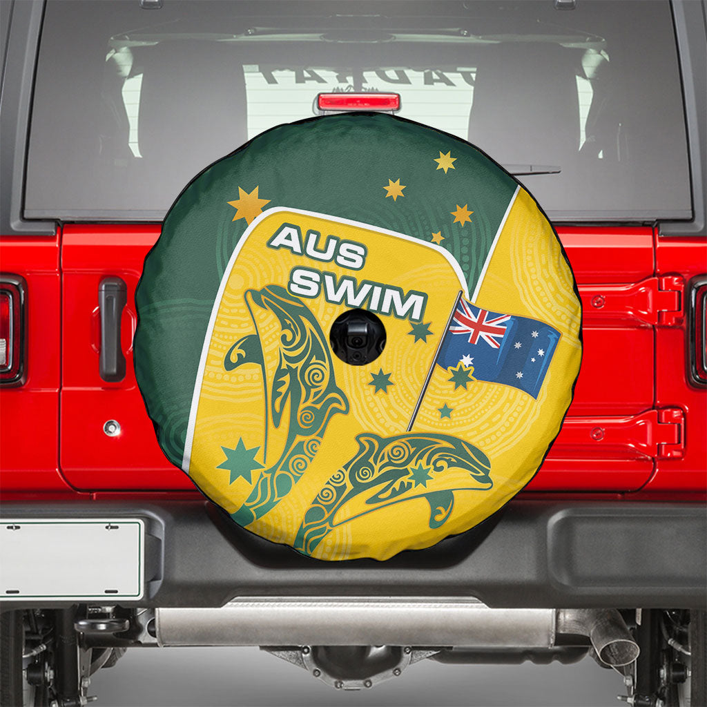 Australia National Swimming Spare Tire Cover Tribal Dolphin Indigenous Pattern Art