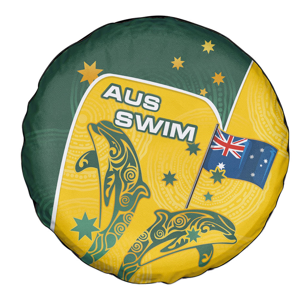 Australia National Swimming Spare Tire Cover Tribal Dolphin Indigenous Pattern Art