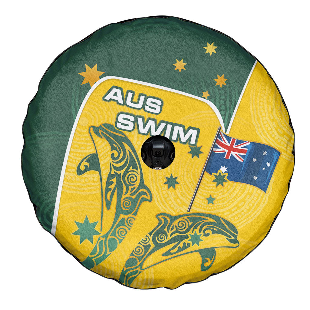 Australia National Swimming Spare Tire Cover Tribal Dolphin Indigenous Pattern Art