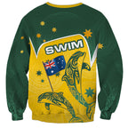 Australia National Swimming Sweatshirt Tribal Dolphin Indigenous Pattern Art