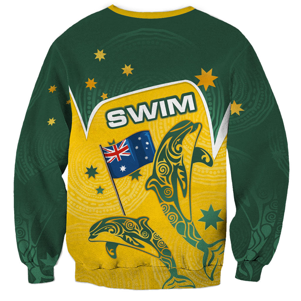Australia National Swimming Sweatshirt Tribal Dolphin Indigenous Pattern Art