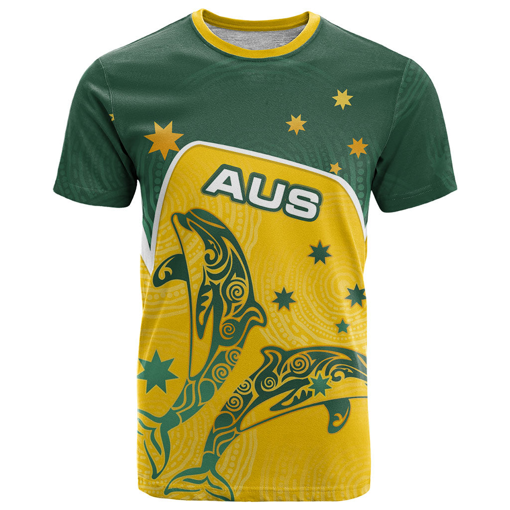 Australia National Swimming T Shirt Tribal Dolphin Indigenous Pattern Art