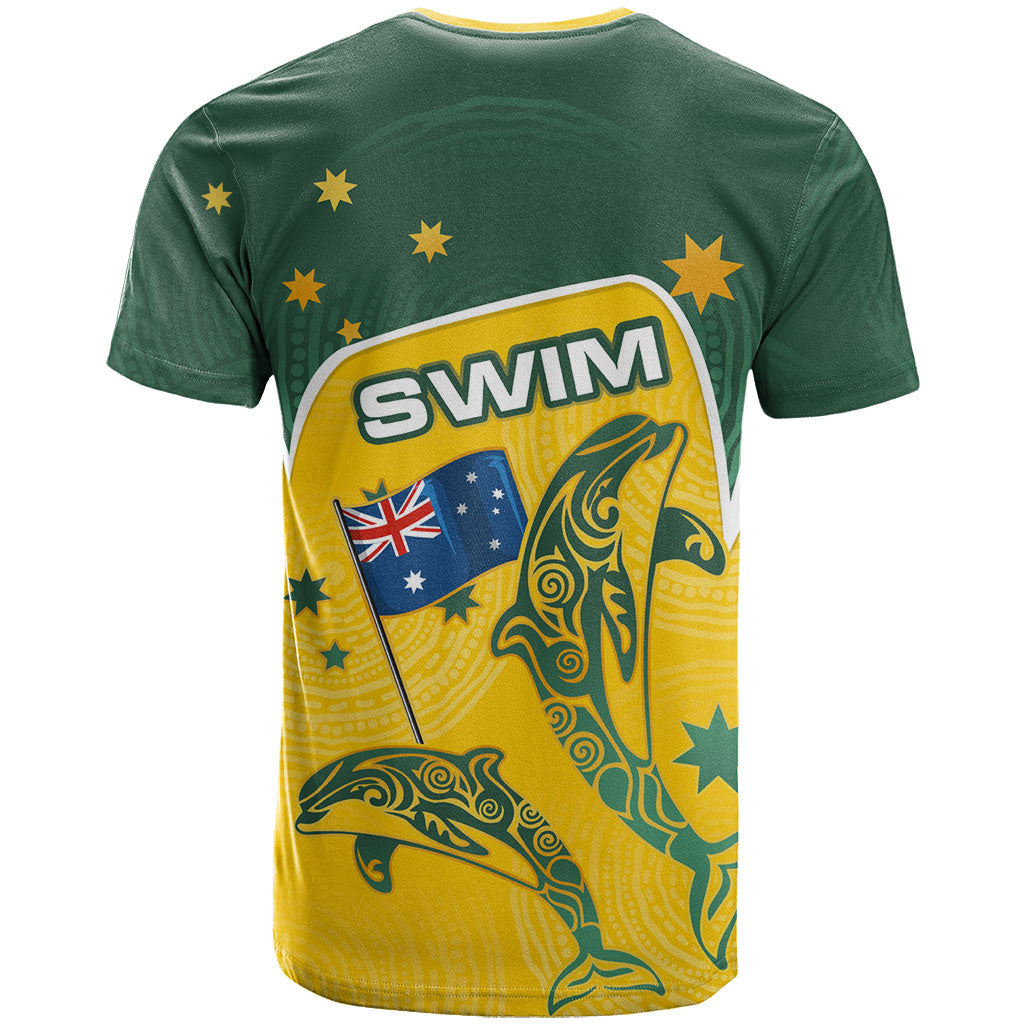 Australia National Swimming T Shirt Tribal Dolphin Indigenous Pattern Art