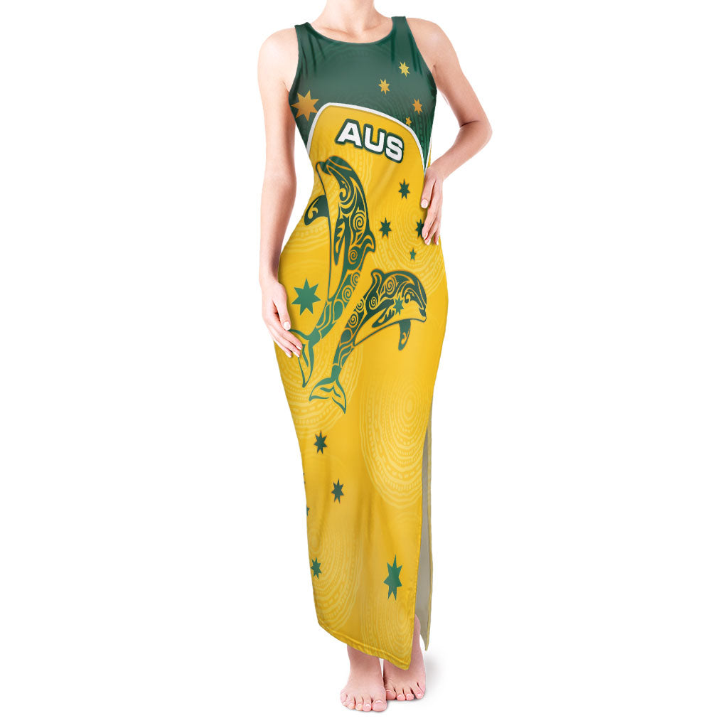 Australia National Swimming Tank Maxi Dress Tribal Dolphin Indigenous Pattern Art