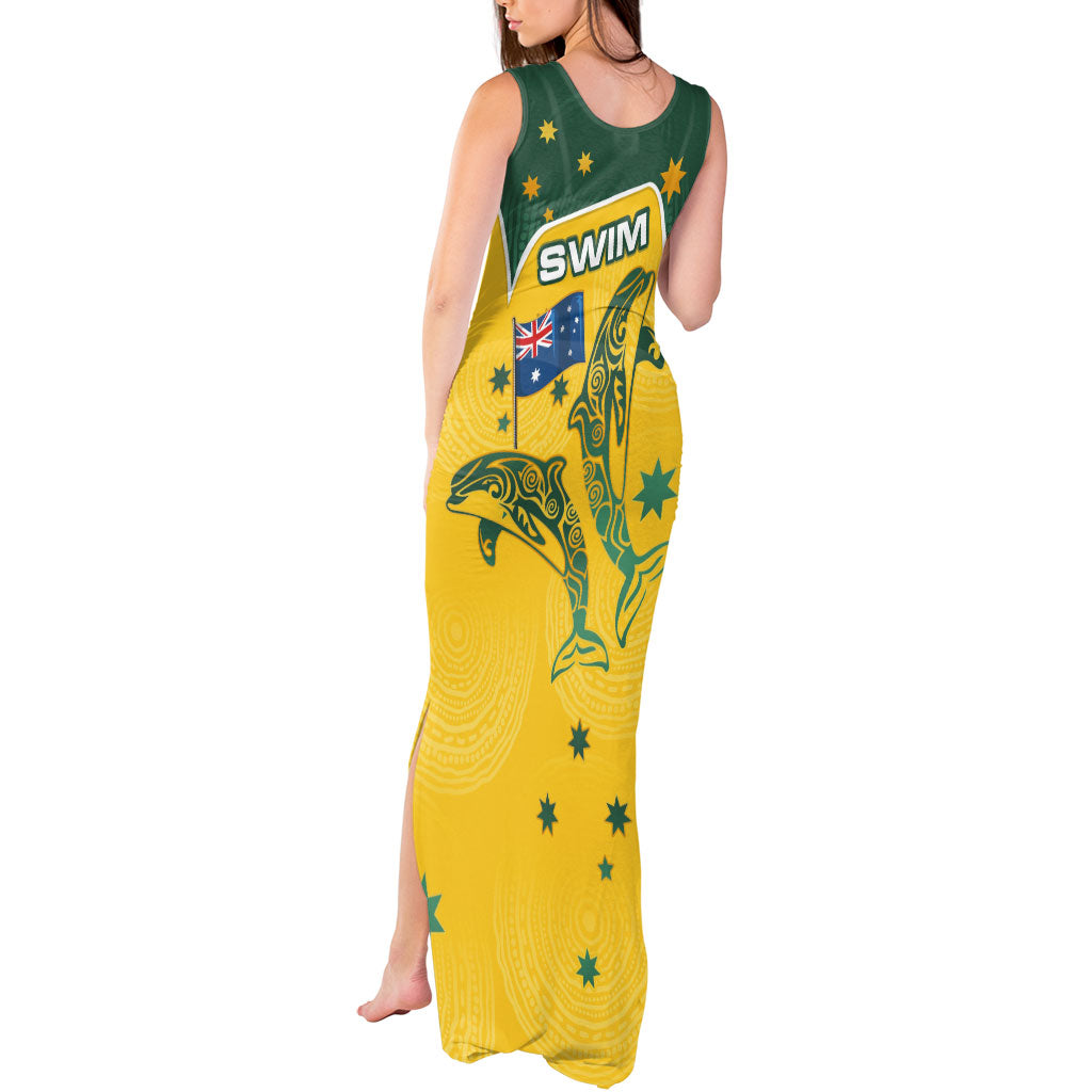 Australia National Swimming Tank Maxi Dress Tribal Dolphin Indigenous Pattern Art