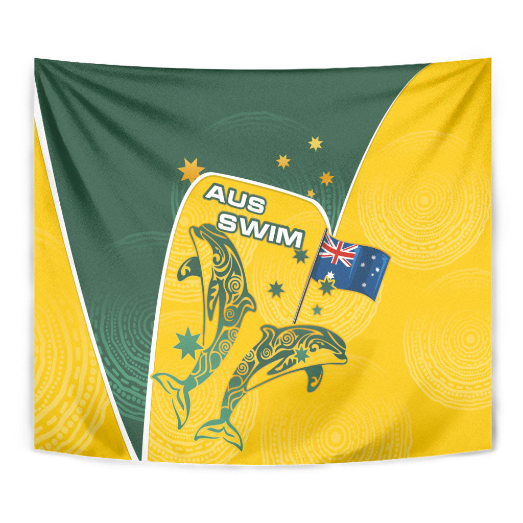Australia National Swimming Tapestry Tribal Dolphin Indigenous Pattern Art