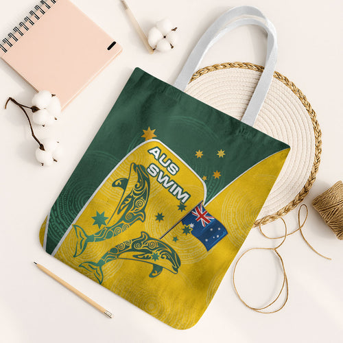 Australia National Swimming Tote Bag Tribal Dolphin Indigenous Pattern Art