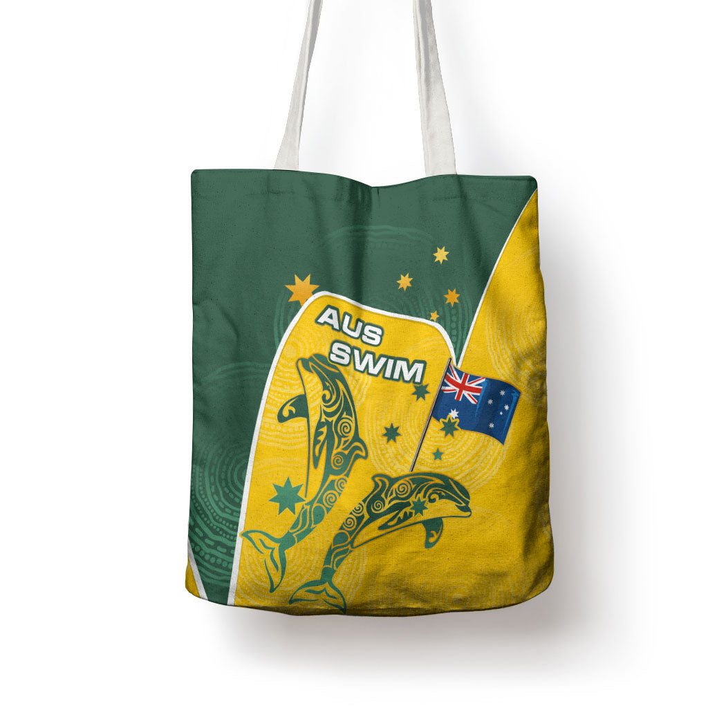 Australia National Swimming Tote Bag Tribal Dolphin Indigenous Pattern Art